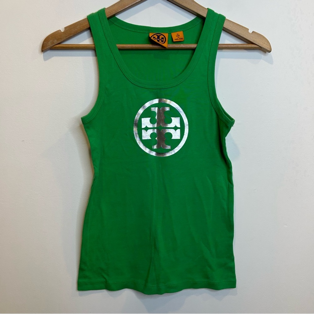 Tory Burch Logo Cotton Tank Top Green